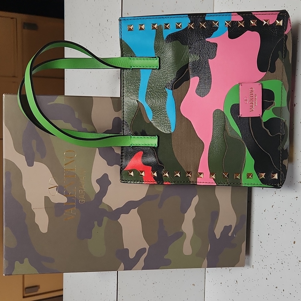 Valentino Camo Studded Tote
